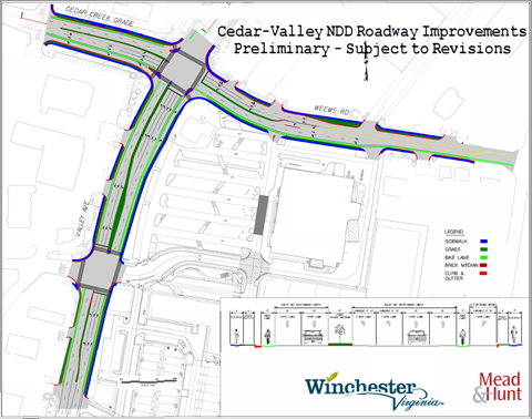 A map highlighting the project to enhance traffic flow, pedestrian and bicycle safety, and underground utilities for the Cedar Valley project.