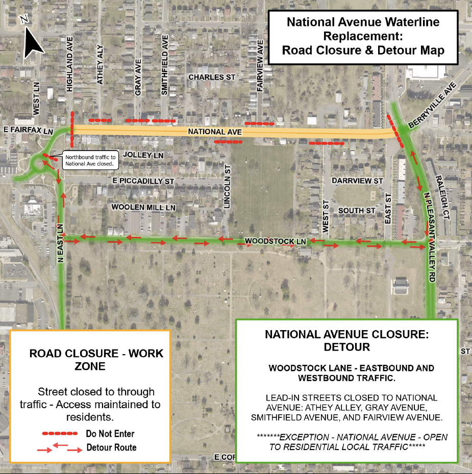 National Ave Detour Map.png